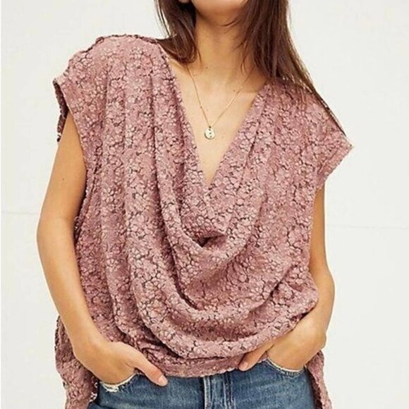 Free People Sweet Whisper Samantha Lace Top Blue Small - Picture 1 of 5
